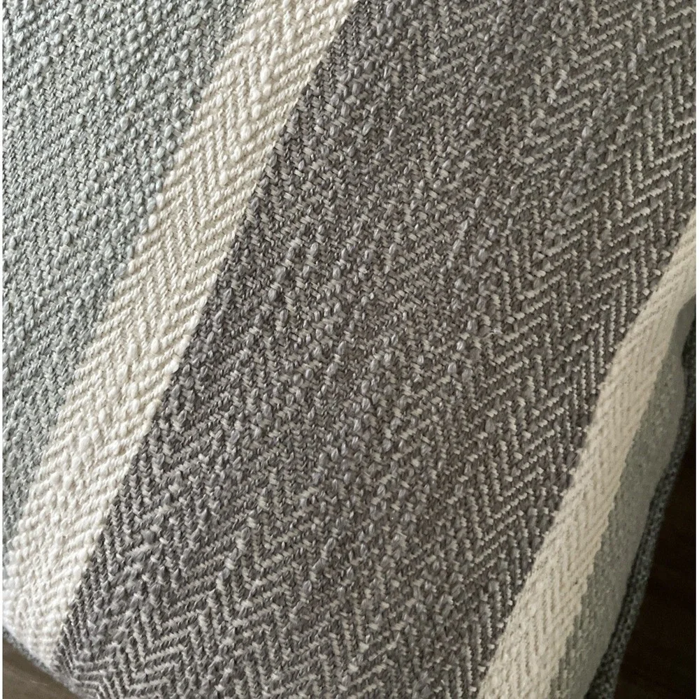 Set of 2 Sage Green Gray Striped Throw Pillows Herringbone Textured Cushions